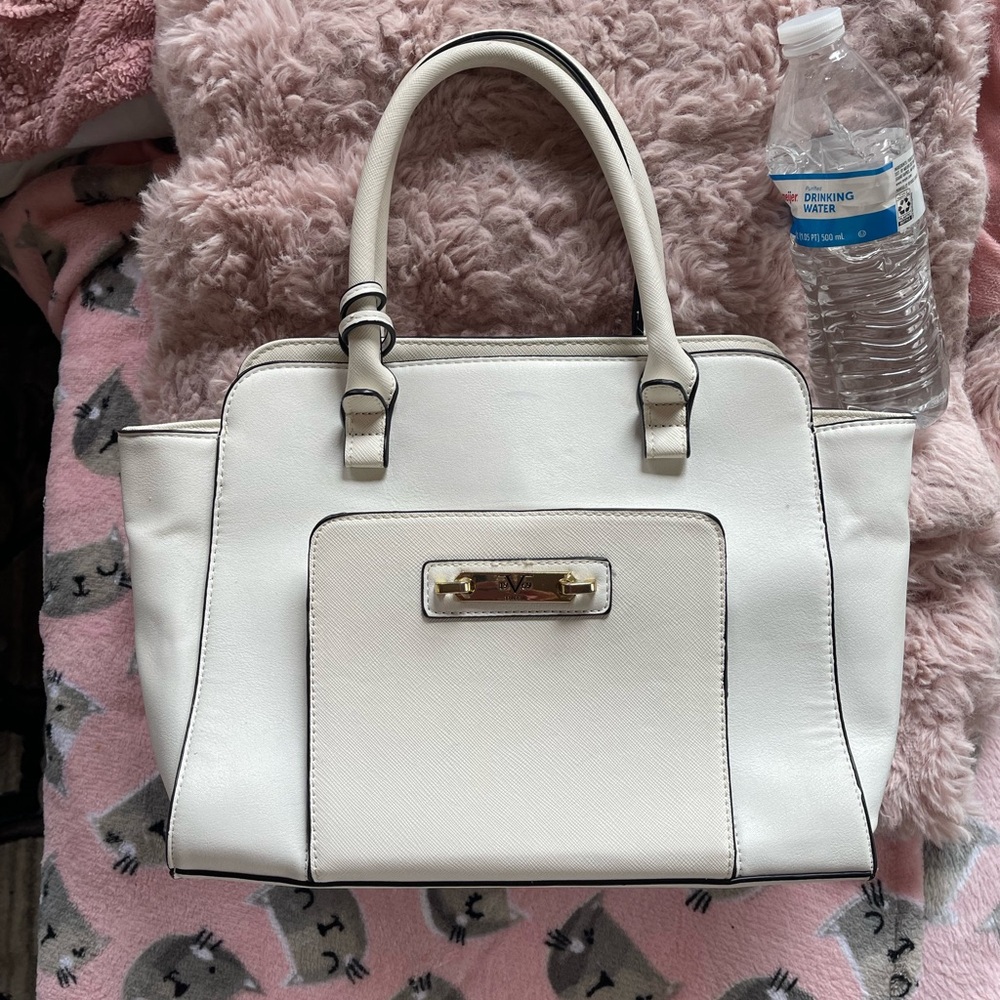 Versace white leather tote purse
